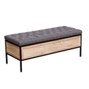 48'' Ottoman with Storage for Bedroom Upholstered Storage Benches Wood JOY End of Bed Bench (Dark Gray) - Supfirm