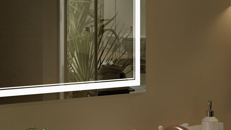 Supfirm 48×30 inch LED-Lit bathroom tempered mirror, wall mounted anti-fog memory Adjustable Brightness front light Rectangular Vanity mirror - Supfirm