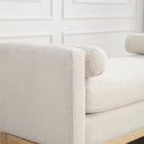 53.5"W Elegant Upholstered Bench, Ottoman with Wood Legs & Bolster Pillows for End of Bed, Bedroom, Living Room, Entryway, Ivory - Supfirm