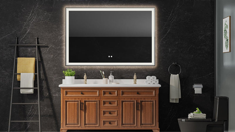 Supfirm 55×36 inch LED-Lit bathroom mirror, wall mounted anti-fog memory Large Adjustable Brightness front and back light Rectangular Vanity mirror - Supfirm