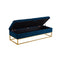58.6" Bed Bench Metal Base with Storage Navy Blue Velvet - Supfirm