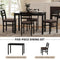 5PCS Stylish Dining Table Set 4 Upholstered Chairs with Ladder Back Design for Dining Room Kitchen Brown Cushion and Black (=OLD SKU:W69177433) - Supfirm