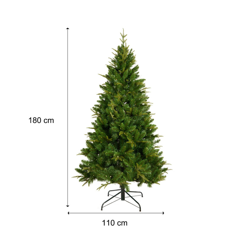 Supfirm 6-FT Artificial Christmas Tree with 1079 Tips,260LED, Unlit Hinged Spruce PVC/PE Xmas Tree for Indoor Outdoor, Green - Supfirm