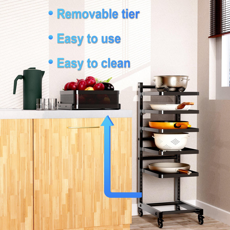 Supfirm 6-Tier Multifunctional Adjustable Pan & Pot Rack for Cabinet (Floor pot rack 6-tier) - Supfirm