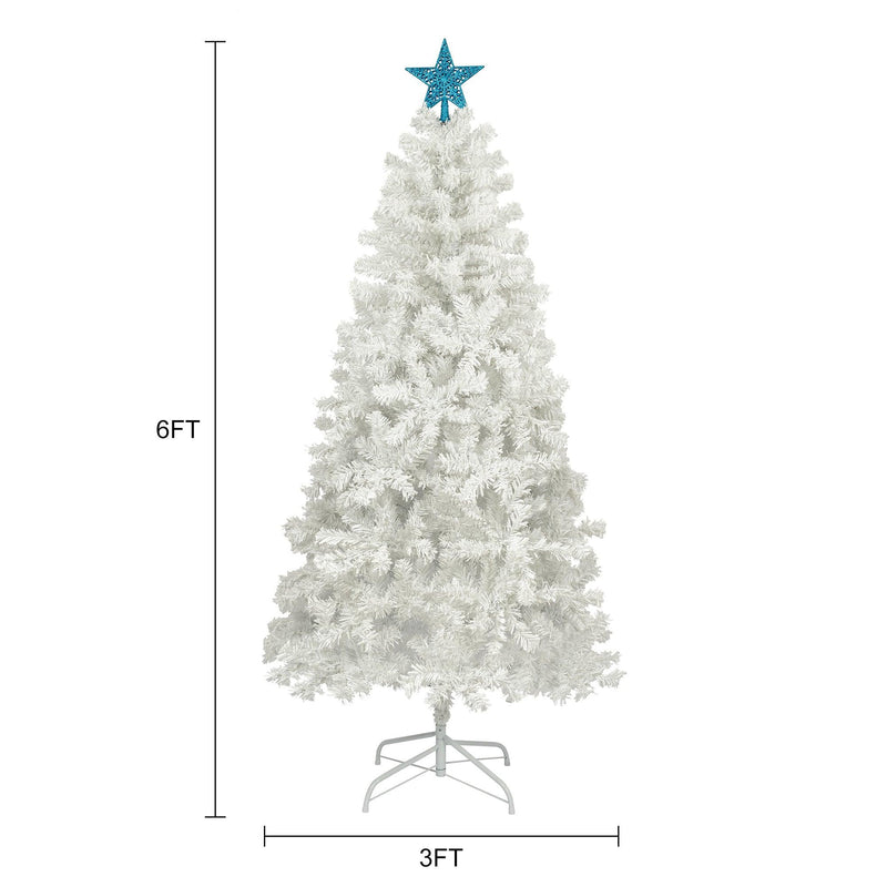Supfirm 6ft Artificial Christmas Tree with 300 LED Lights and 600 Bendable Branches,Christmas Tree Holiday Decoration, Decorated Tree with Tri-Color LED Lights - Supfirm