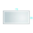72 in. W x 36 in. H LED Single Bathroom Vanity Mirror in Polished Crystal Bathroom Vanity LED Mirror with 3 Color Lights Mirror for Bathroom Wall Smart Lighted Vanity Mirrors - Supfirm