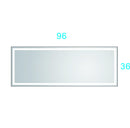 96in. W x36 in. H Framed LED Single Bathroom Vanity Mirror in Polished Crystal Bathroom Vanity LED Mirror with 3 Color Lights Mirror for Bathroom Wall - Supfirm