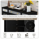 Accent Buffet Sideboard with 4 Mirror Doors, Storage Cabinet Console Table with Adjustable Shelves, Kitchen Cupboard Server Bar Cabinet for Living Room Hallway Black - Supfirm