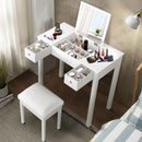 Accent White Vanity Table with Flip-Top Mirror and 2 Drawers, Jewelry Storage for Women Dressing - Supfirm