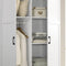Aubree White Wardrobe Cabinet Armoire with 2 Drawers and Hanging Rod - Supfirm