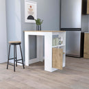 Aurora Kitchen Island with Open Compartment and Cabinet in White and Macadamia - Supfirm