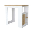 Aurora Kitchen Island with Open Compartment and Cabinet in White and Macadamia - Supfirm