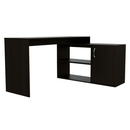 Axis Modern L-Shaped Computer Desk with Open & Closed Storages -Black - Supfirm