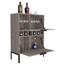 Bar Cabinet Puertu, Six Wine Cubbies, Double Door Cabinet, Light Gray Finish - Supfirm