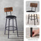 Bar Table Set with 2 Bar stools PU Soft seat with backrest, Rustic Brown, 23.62'' W x 23.62'' D x 35.43'' H - Supfirm