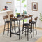 Bar Table Set with 4 Bar stools PU Soft seat with backrest, Rustic Brown, 47.24'' L x 23.62'' W x 35.43'' H - Supfirm