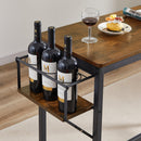 Bar Table Set with wine bottle storage rack. Rustic Brown,47.24'' L x 15.75'' W x 35.43'' H. - Supfirm