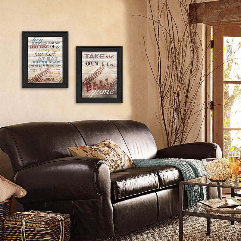 Supfirm "Baseball Collection" 2-Piece Vignette By Marla Rae, Printed Wall Art, Ready To Hang Framed Poster, Black Frame - Supfirm