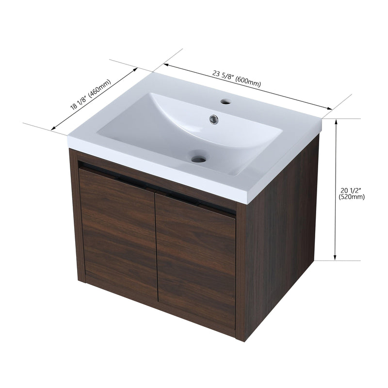 Bathroom Cabinet With Sink,Soft Close Doors,Float Mounting Design,24 Inch For Small Bathroom,24x18(KD-Packing),W128650530 - Supfirm