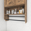 Supfirm Bathroom Wall Cabinet with Doors,Adjustable Shelf,Towel Bar and Paper Holder, Over The Toilet Storage Cabinet, Medicine Cabinet for Bathroom-Rustic Brown - Supfirm