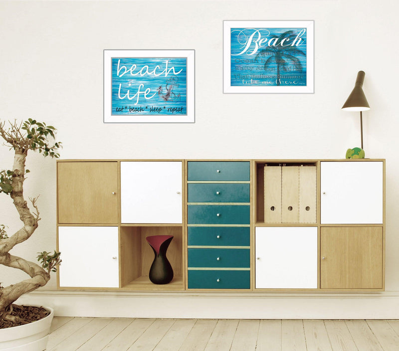 Supfirm "Beach Life Collection" 2-Piece Vignette By Cindy Jacobs, Printed Wall Art, Ready To Hang Framed Poster, White Frame - Supfirm