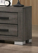 Bedroom Furniture Traditional Look Unique Wooden Nightstand Drawers Bedside Table Grey - Supfirm
