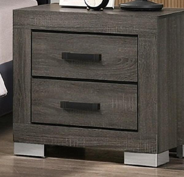 Bedroom Furniture Traditional Look Unique Wooden Nightstand Drawers Bedside Table Grey - Supfirm