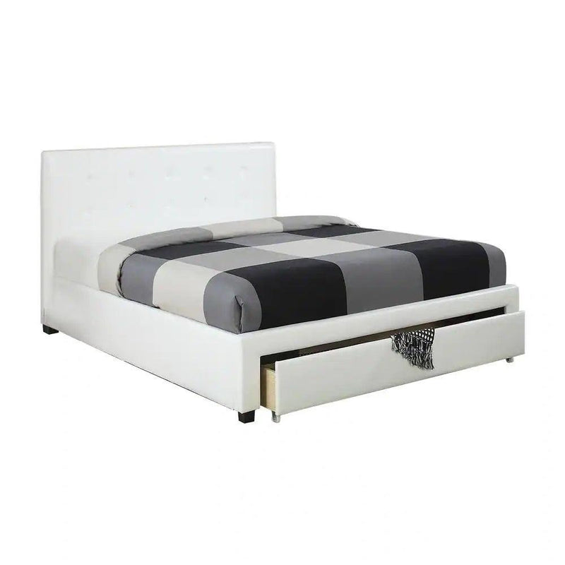 Bedroom Furniture White Storage Under Bed Full Size bed Faux Leather upholstered - Supfirm
