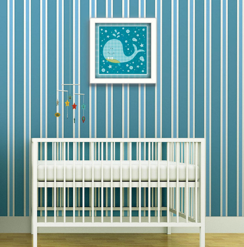 Supfirm "Beetle and Bob Baby Whale" By Annie LaPoint, Printed Wall Art, Ready To Hang Framed Poster, White Frame - Supfirm