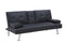 Black Leather Multifunctional Double Folding Sofa Bed for Office with Coffee Table - Supfirm