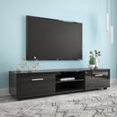 Black TV Stand for 70 Inch TV Stands, Media Console Entertainment Center Television Table, 2 Storage Cabinet with Open Shelves for Living Room Bedroom - Supfirm