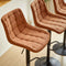 Brown Pu Leather Swivel Adjustable Height Bar Stool Chair Seat For Kitchen(Set of 2) - Supfirm