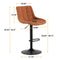 Brown Pu Leather Swivel Adjustable Height Bar Stool Chair Seat For Kitchen(Set of 2) - Supfirm