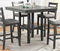 Classic Dining Room Furniture Gray Finish Counter Height 5pc Set Square Dining Table w Shelves Cushion Seat Ladder Back High Chairs Solid wood - Supfirm
