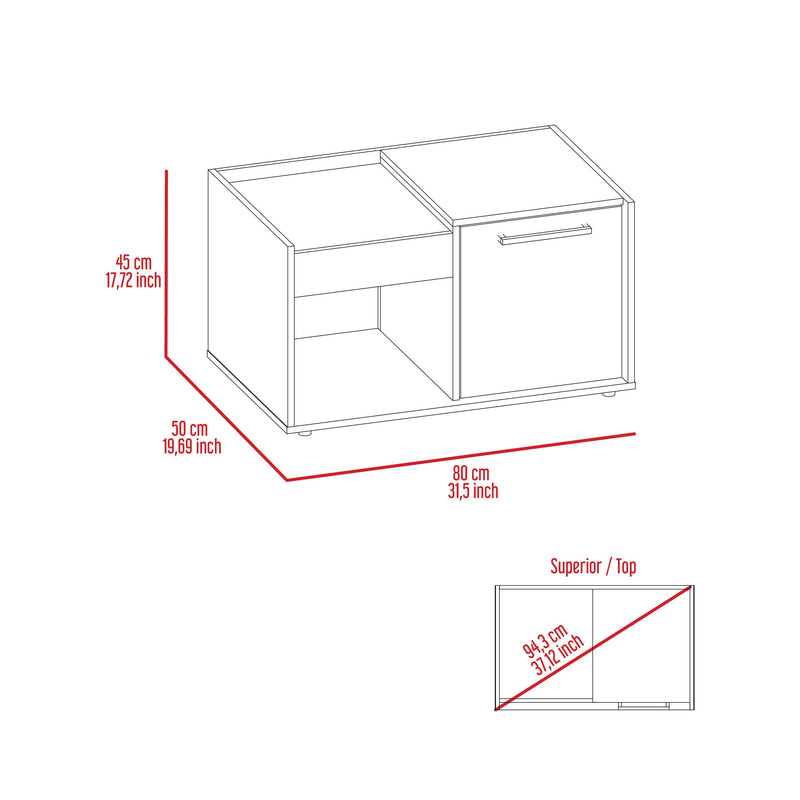 Coffee Table Dext, Single Door Cabinet, One Open Shelf, Dark Walnut Finish - Supfirm