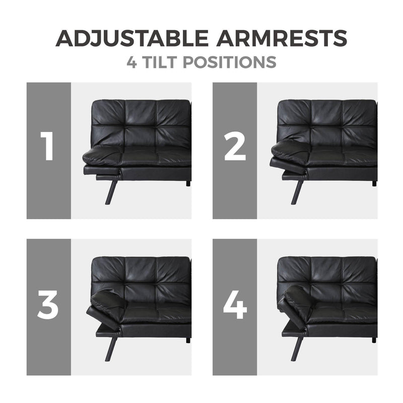 Convertible Memory Foam Futon Couch Bed, Modern Folding Sleeper Sofa-SF267PUBK - Supfirm