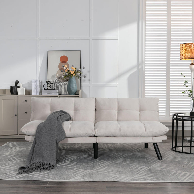 Cream Convertible Folding Modern sofa Bed - Supfirm