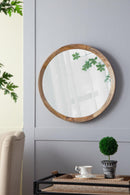D20x1.5"Transitional Decor Style Mango Wood Wall Mirror Wall Decor with Frame of Solid Mango Wood for Bathroom,Entryway Console Lean Against Wall - Supfirm