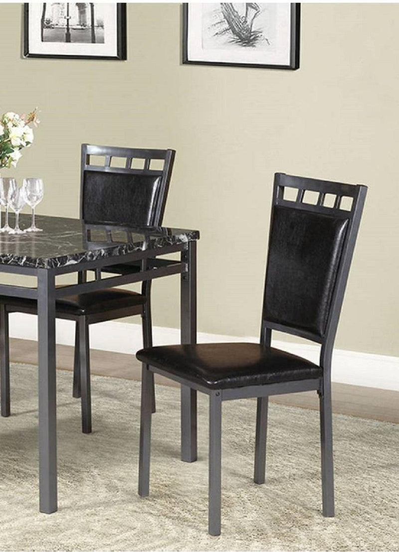 Dining Room Furniture 5pc Dining Set Table And 4x Chairs Faux Marble Top table Espresso PU Upholstered Chairs Kitchen Dinette - Supfirm