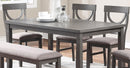 Dining Room Furniture 6pc Set Rectangle Table 4x Side Chairs and A Bench Grey Finish MDF Rubberwood - Supfirm