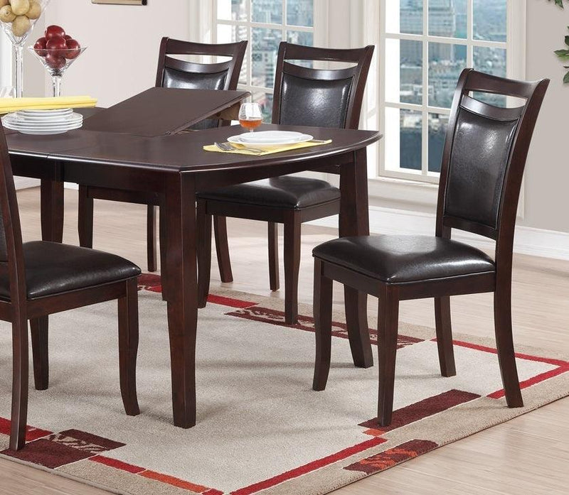 Dining Room Furniture Dark Brown Dining Table w Butterfly Leaf 6x Side Chairs Wooden Top 7pc Set Rectangular Table Contemporary - Supfirm