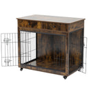 Dog Crate Furniture, Wooden Dog House, Decorative Dog Kennel with Drawer, Indoor Pet Crate End Table for Small Dog, Steel-Tube Dog Cage, Chew-Proof, Rustic Brown 31.7" L×23.2" W×33" H - Supfirm