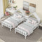 Double Twin Size Platform Bed with House-shaped Headboard and a Built-in Nightstand, White - Supfirm