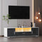 FashionTV stand,TV Cabinet,entertainment center TV station,TV console,console with LED light belt, light belt can be remote control,with cabinets,open cells,for the living room,bedroom,white+dark gray - Supfirm