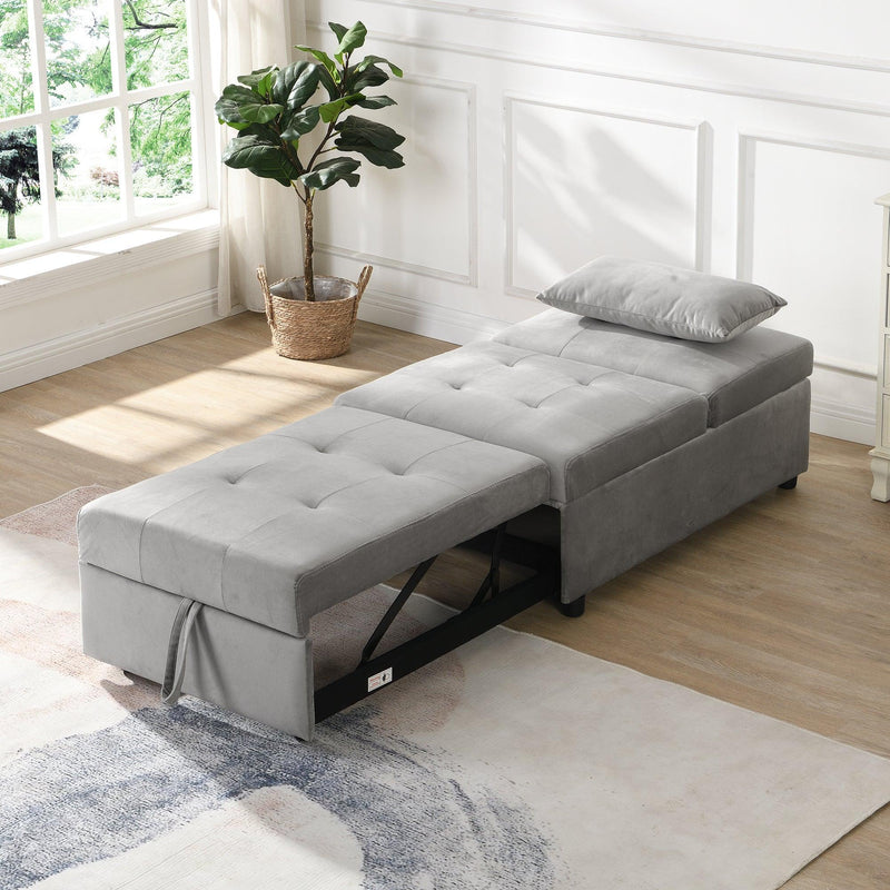 Folding Ottoman Sofa Bed Gray - Supfirm