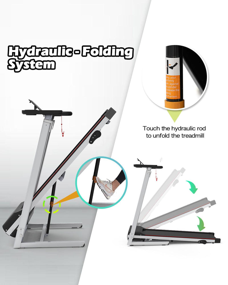 Folding Treadmill with Desk for Home - 265lbs Foldable Treadmill Running Machine, Electric Treadmill Exercise for Small Apartment Home Gym Fitness Jogging Walking - Supfirm