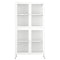 Four Glass Door Storage Cabinet with Adjustable Shelves and Feet Cold-Rolled Steel Sideboard Furniture for Living Room Kitchen White - Supfirm
