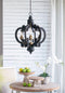 French Country Wood Chandelier, 6-Light Farmhouse Pendant Light Fixture with 28" Adjustable Chain for Kitchen Foyer Hallway, Bulb Not Included - Supfirm