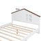 Full Size House Platform Bed with LED Lights and Storage, White - Supfirm