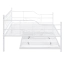 Full Size Metal Daybed with Twin Size Adjustable Trundle, Portable Folding Trundle, White(OLC SKU:MF293730AAK) - Supfirm
